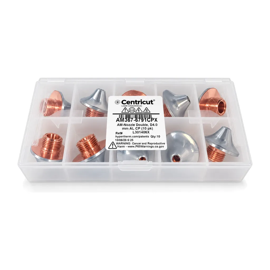 AM367-6791CPX D4.0AL Aluminium Double Laser Nozzle for Amada, Chrome Plated (10 pk)