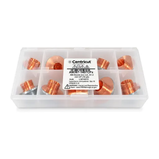 AM367-1407CPX S1.2E Eco Cut Single Laser Nozzle for Amada, Chrome Plated (10 pk)