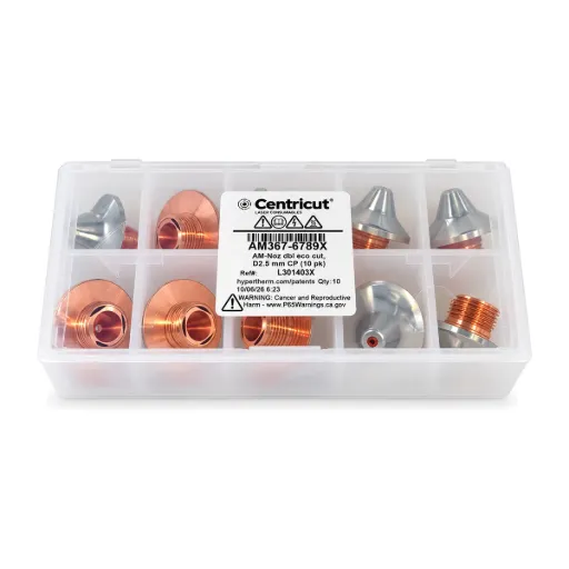 AM367-6789X D2.5E Eco Cut Double Laser Nozzle for Amada, Chrome Plated (10 pk)