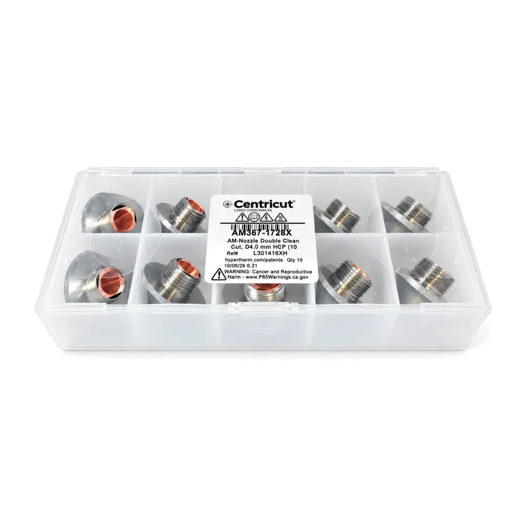 AM367-1728X D4.0CC Clean Cut Double Laser Nozzle for Amada, Hard Chrome (10 pk)