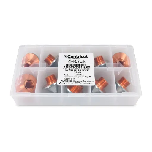 AM343-2361-2.0X D2.0 Double Laser Nozzle for Amada, Chrome Plated (10 pk)