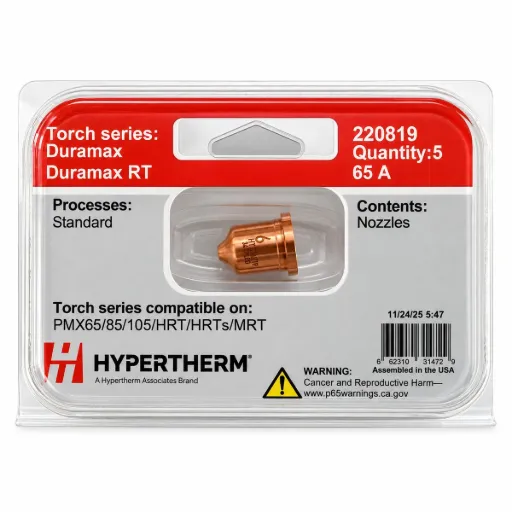 220819 Hypertherm Nozzle - 65A, Pack of 5 - Powermax65/85/105 Duramax