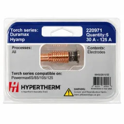 220971 Hypertherm Electrode - 30-125A, Pack of 5 - Powermax125 Duramax Hyamp