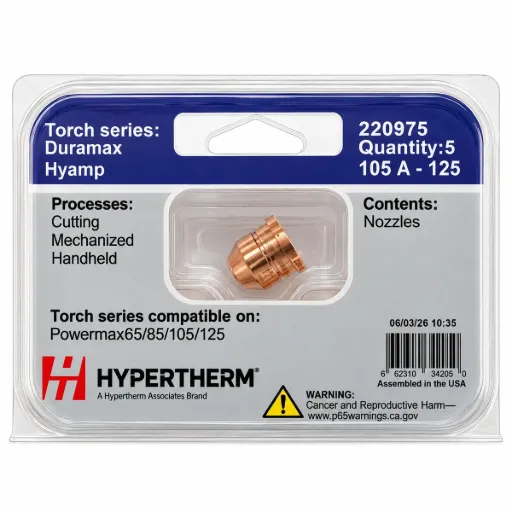 220975 Hypertherm Nozzle - 125A, Pack of 5 - Powermax125 Duramax Hyamp
