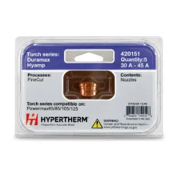 420151 Hypertherm FineCut Nozzle - 30-45A, Pack of 5 - Powermax125 Duramax Hyamp