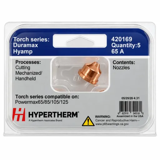 420169 Hypertherm Nozzle - 65A, Pack of 5 - Powermax125 Duramax Hyamp